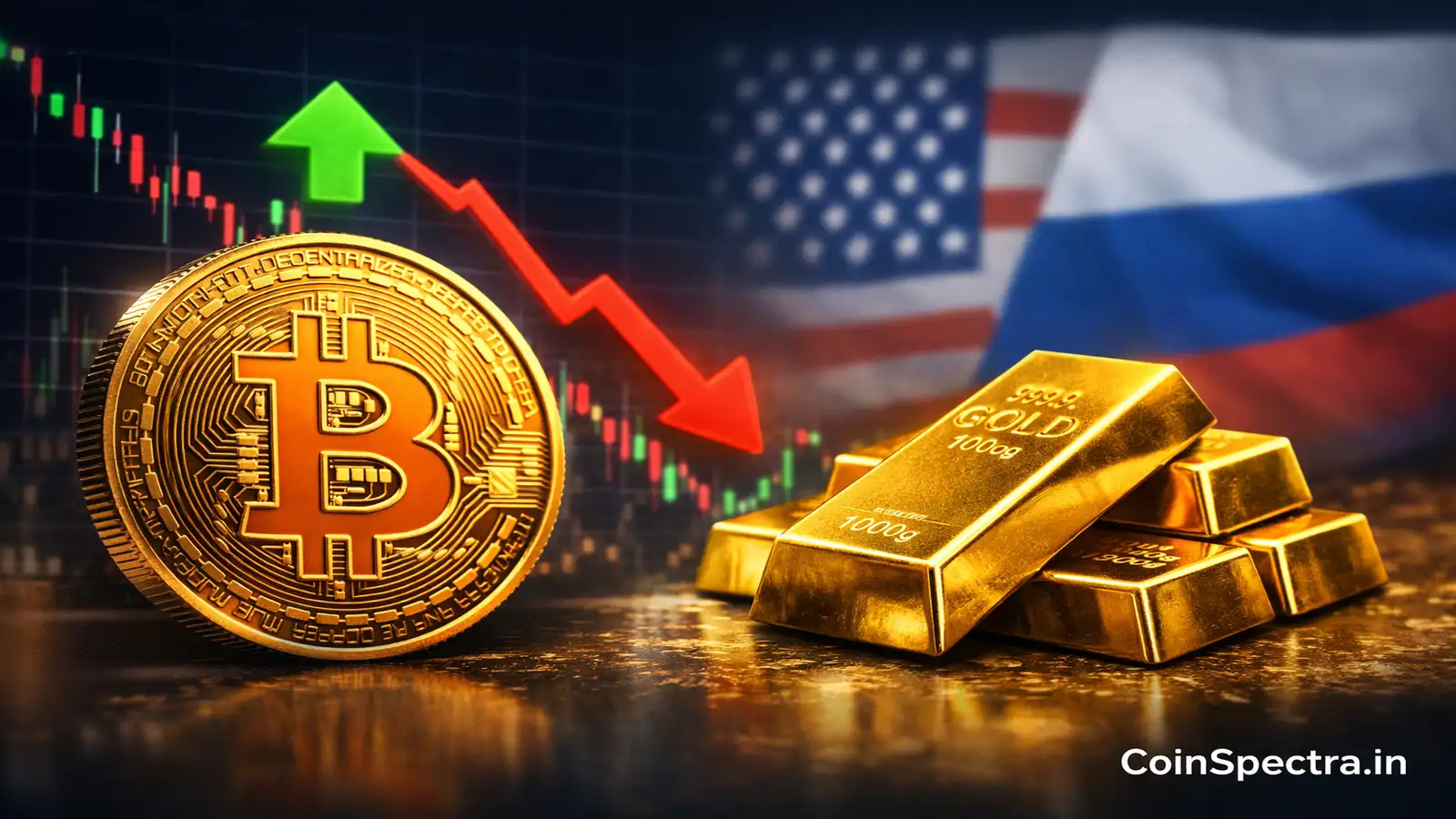 Bitcoin outperforms gold during geopolitical crisis chart showing BTC stability while gold prices decline in macro market volatility