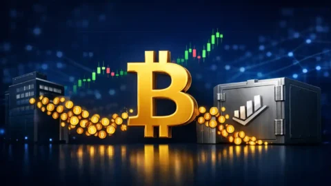 Bitcoin price supply squeeze showing exchange outflows and institutional accumulation with rising chart trend in crypto market