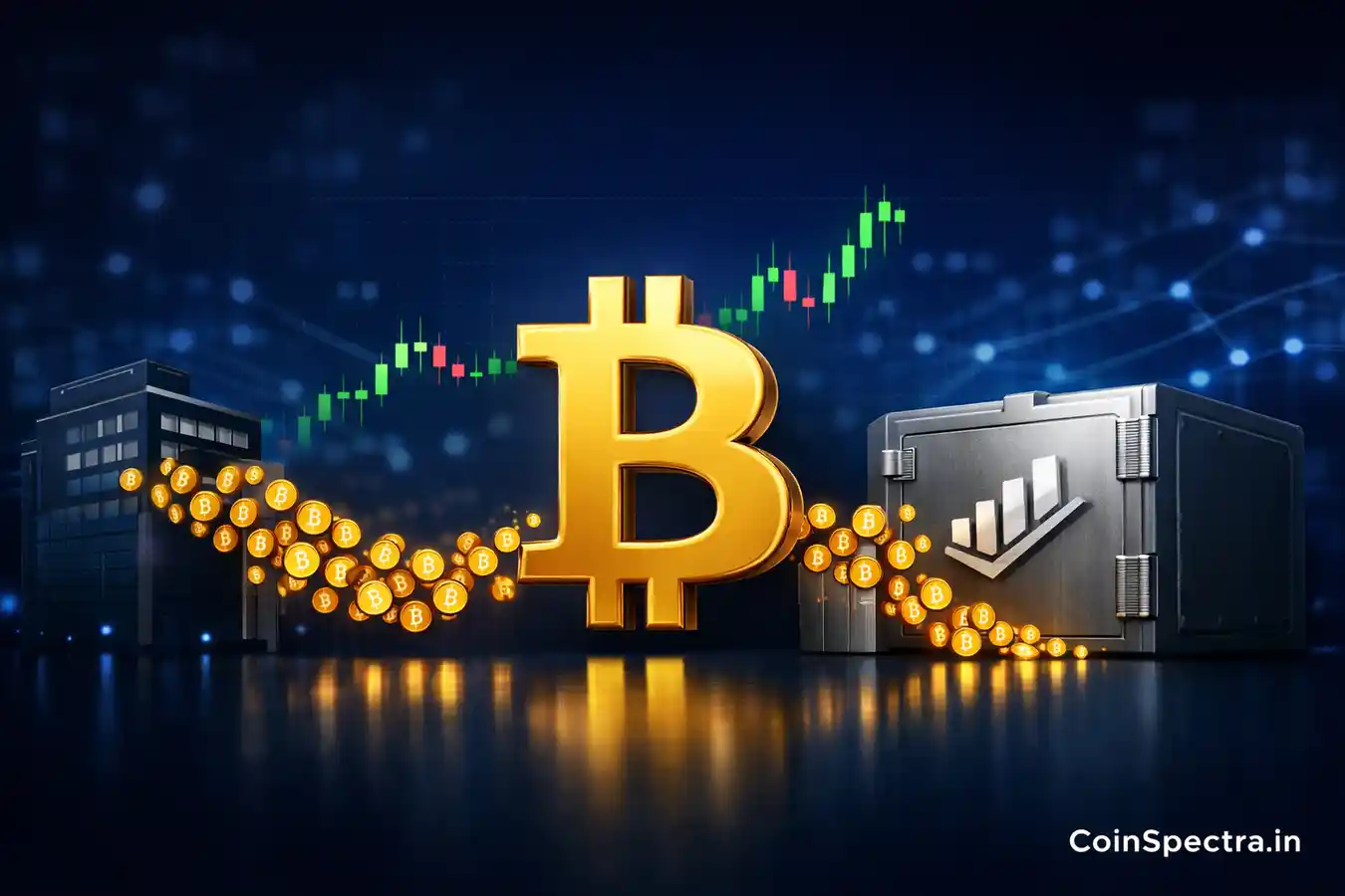 Bitcoin price supply squeeze showing exchange outflows and institutional accumulation with rising chart trend in crypto market