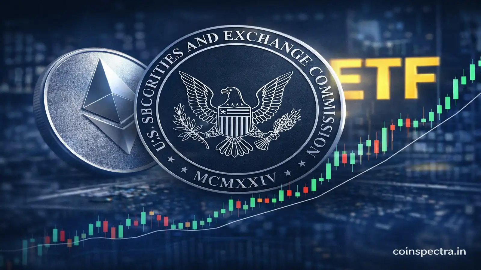 CFTC U.S. perpetual futures framework development showing regulatory seal with upward crypto derivatives chart and institutional market shift context